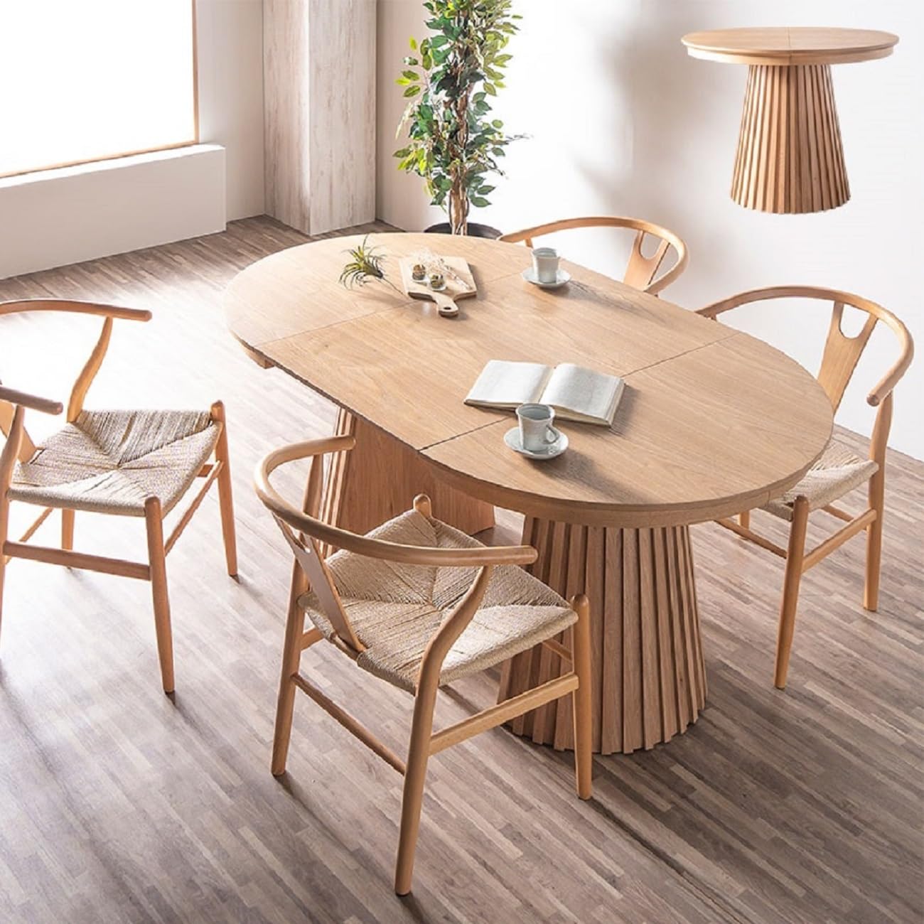 Amazon｜大川家具サンセー ダイニングテーブル 伸長式 丸テーブル 100