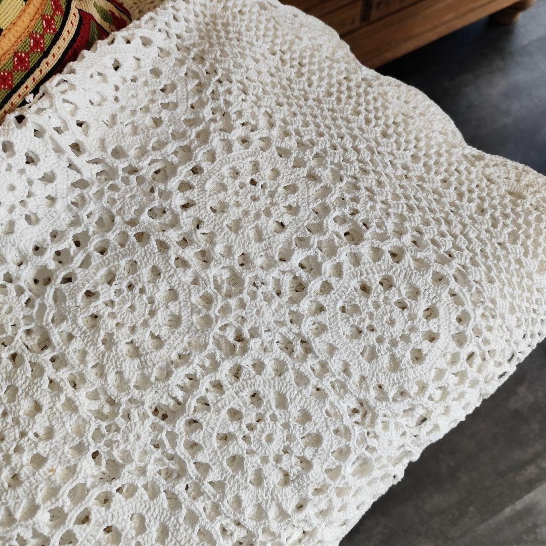 ホワイトVintageかぎ編みレース フリークロス Vintageホワイト 手編み