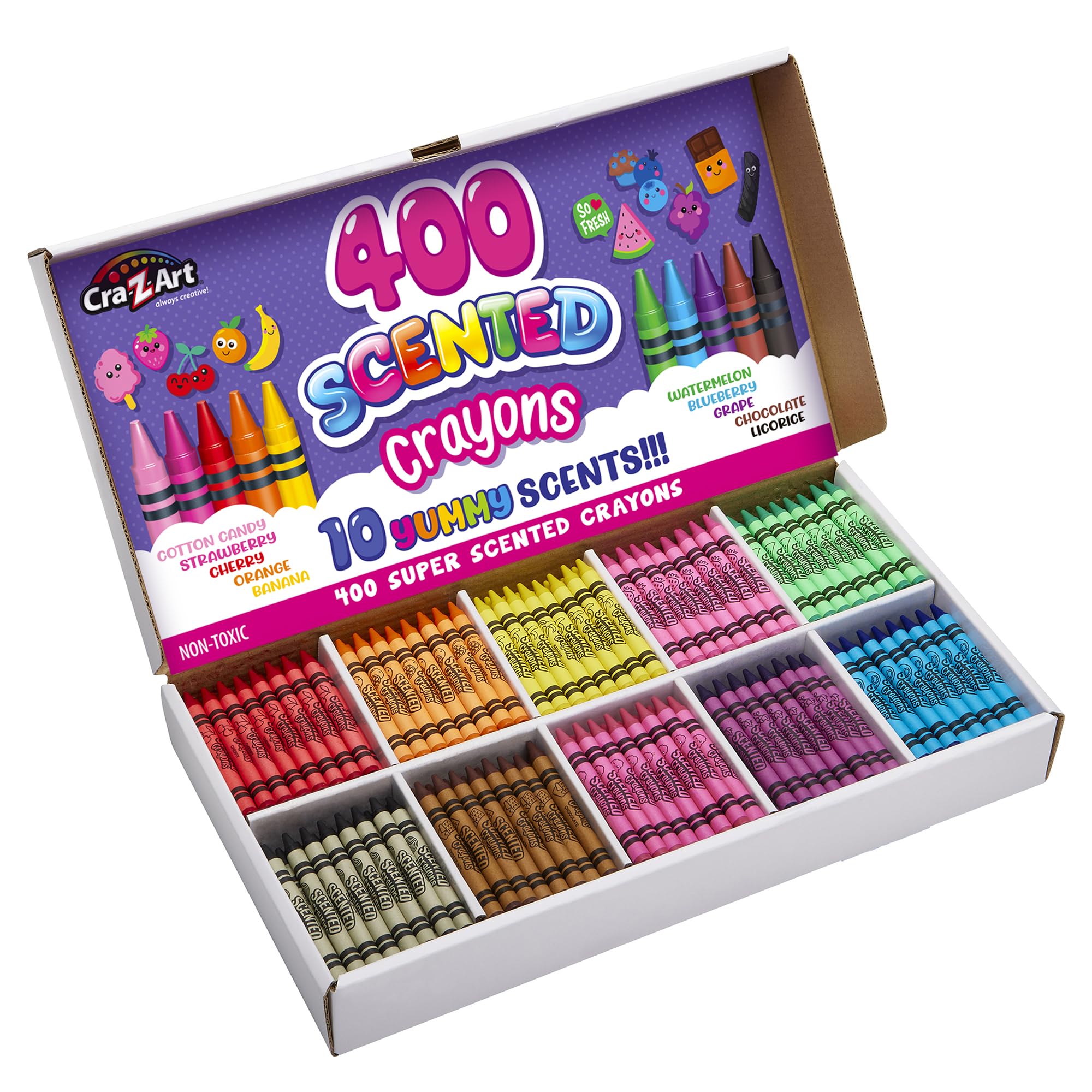 Amazon.com: Cra-Z-Art Scented Crayon Bulk Pack 400ct 10 Assorted
