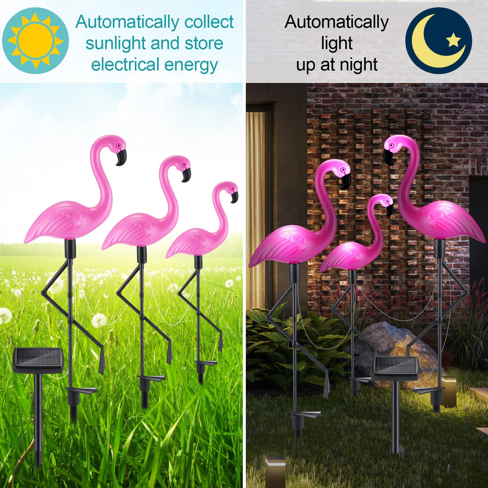 Amazon.co.jp: Geelin 9パック ピンク フラミンゴ ソーラー アウトドア