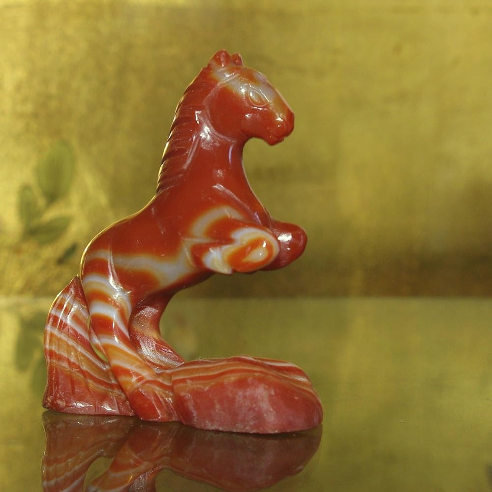 Amazon | theory xyz 瑪瑙(赤瑪瑙) 馬 置物 スライス板 2点セット