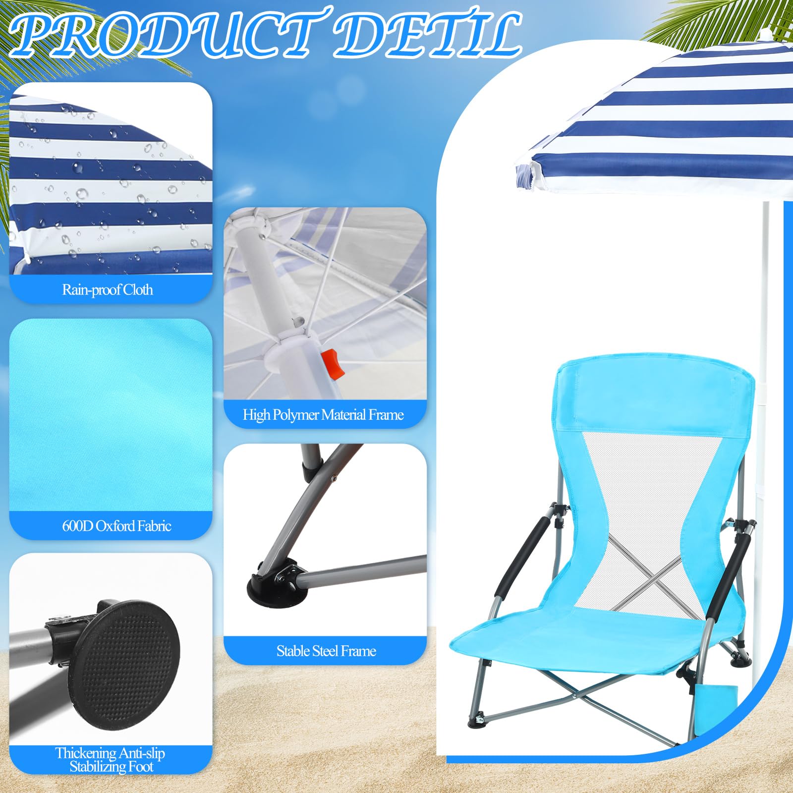 Amazon.co.jp: Tudomro ビーチチェア 大人用 傘付き 2個パック 低