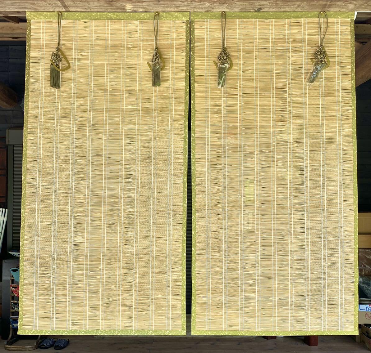 Amazon.co.jp: 茶道具『お座敷簾御簾2枚組長さ173cm』簾書院造り高級