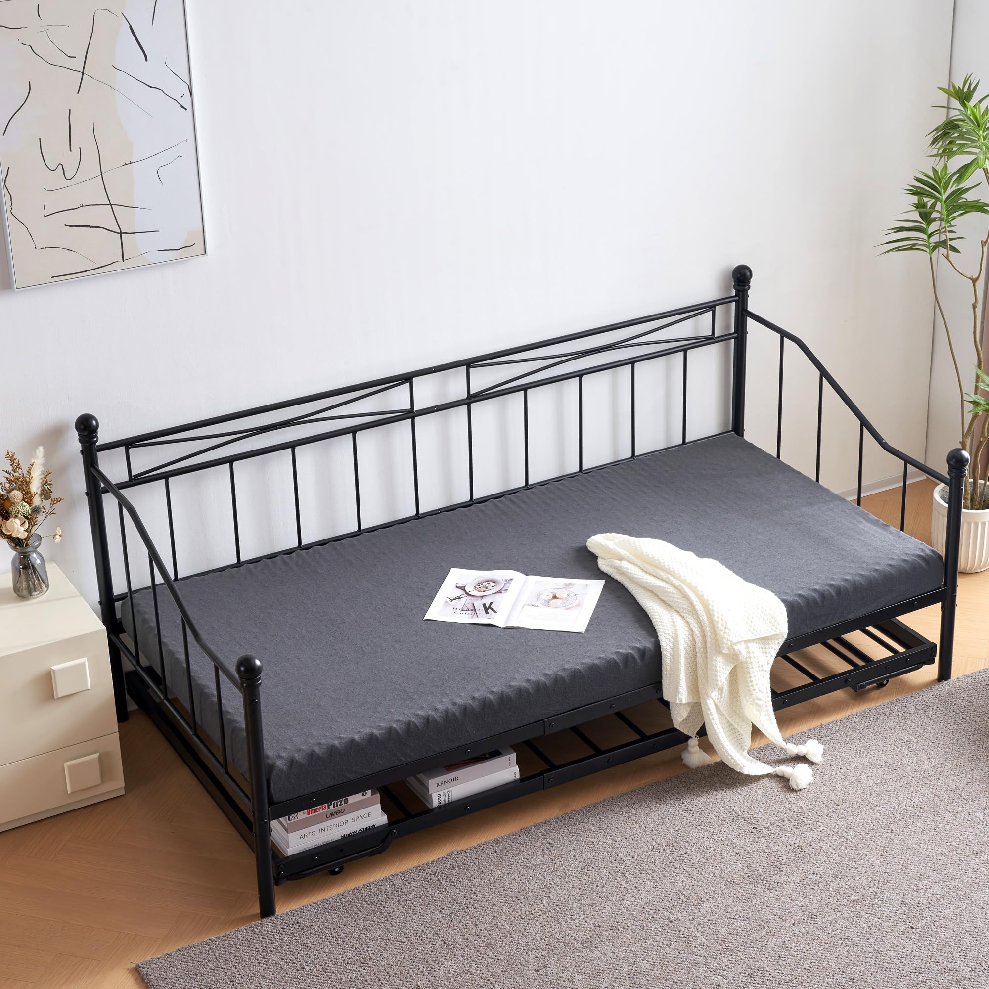 Amazon｜Bidook 親子 二段パイプ シングルベッド ブラックベッド