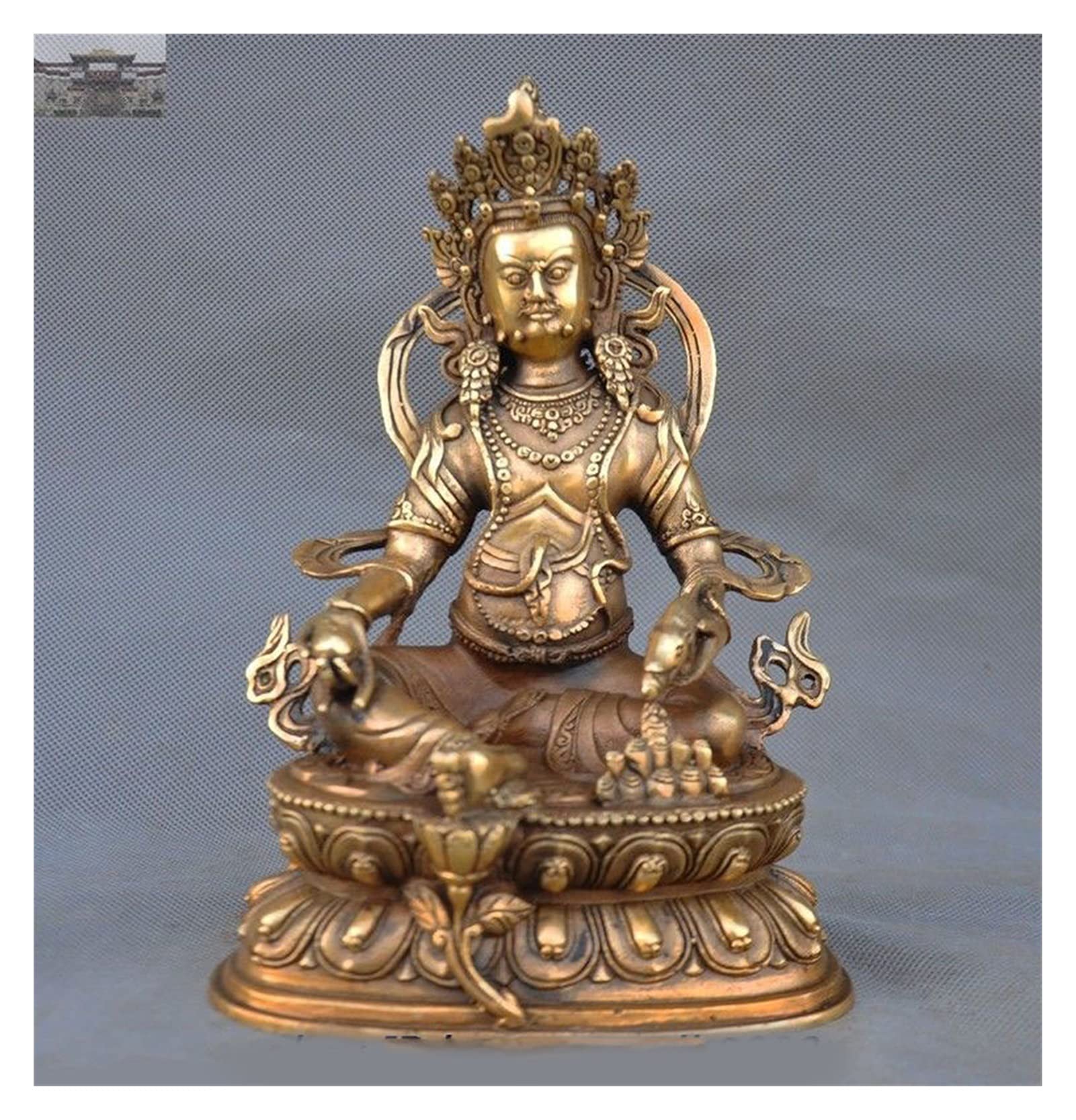 Amazon｜9 インチの古いチベット仏教青銅のマモン黄色ジャンバラ富の