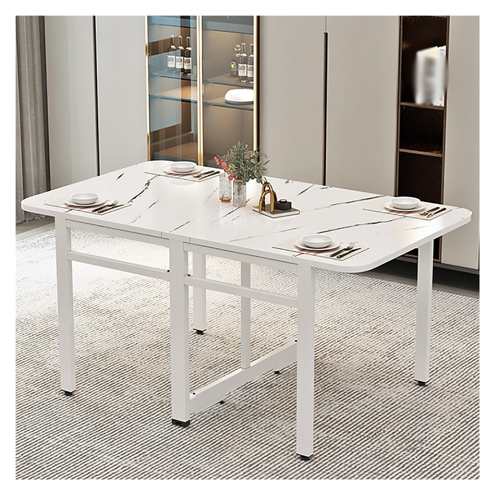 Amazon｜TBWFRD 折りたたみダイニングテーブル、棚付きディナー