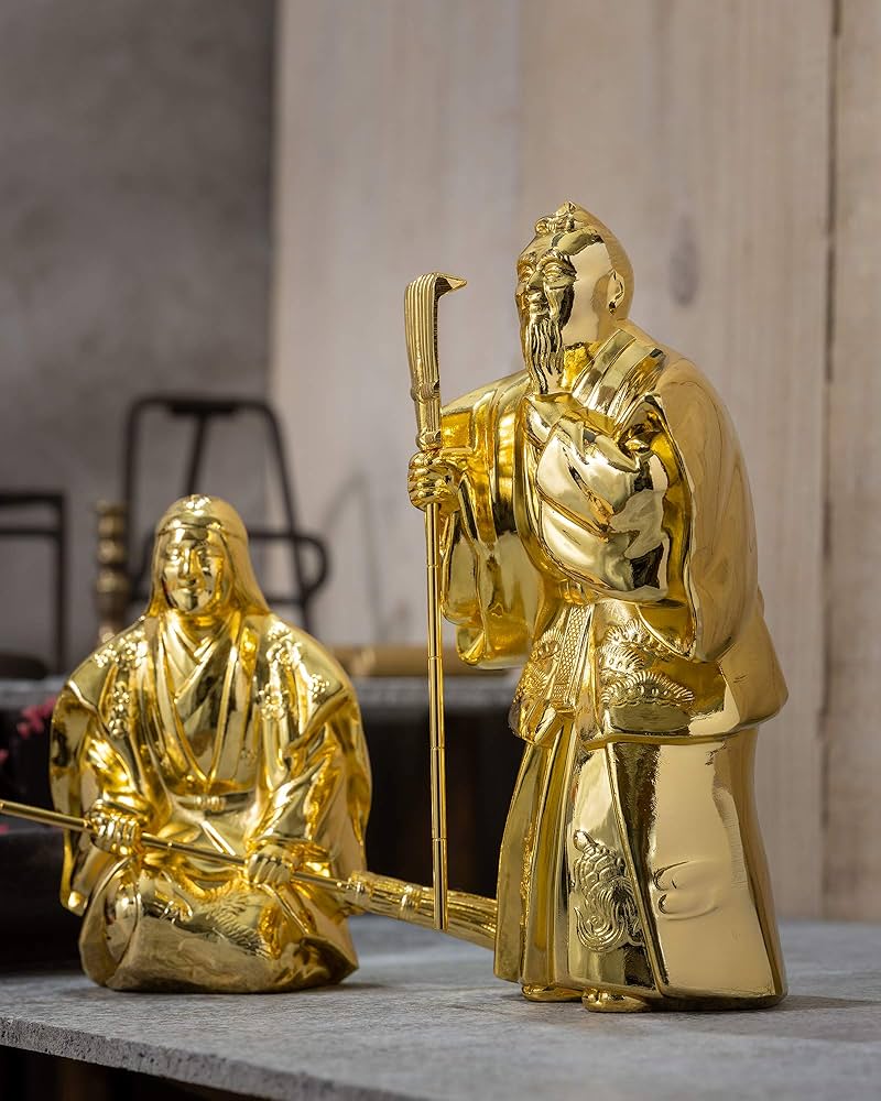 Amazon.co.jp: 吉祥 高砂 （金メッキ/24金）＿置物 能 相生松 長寿