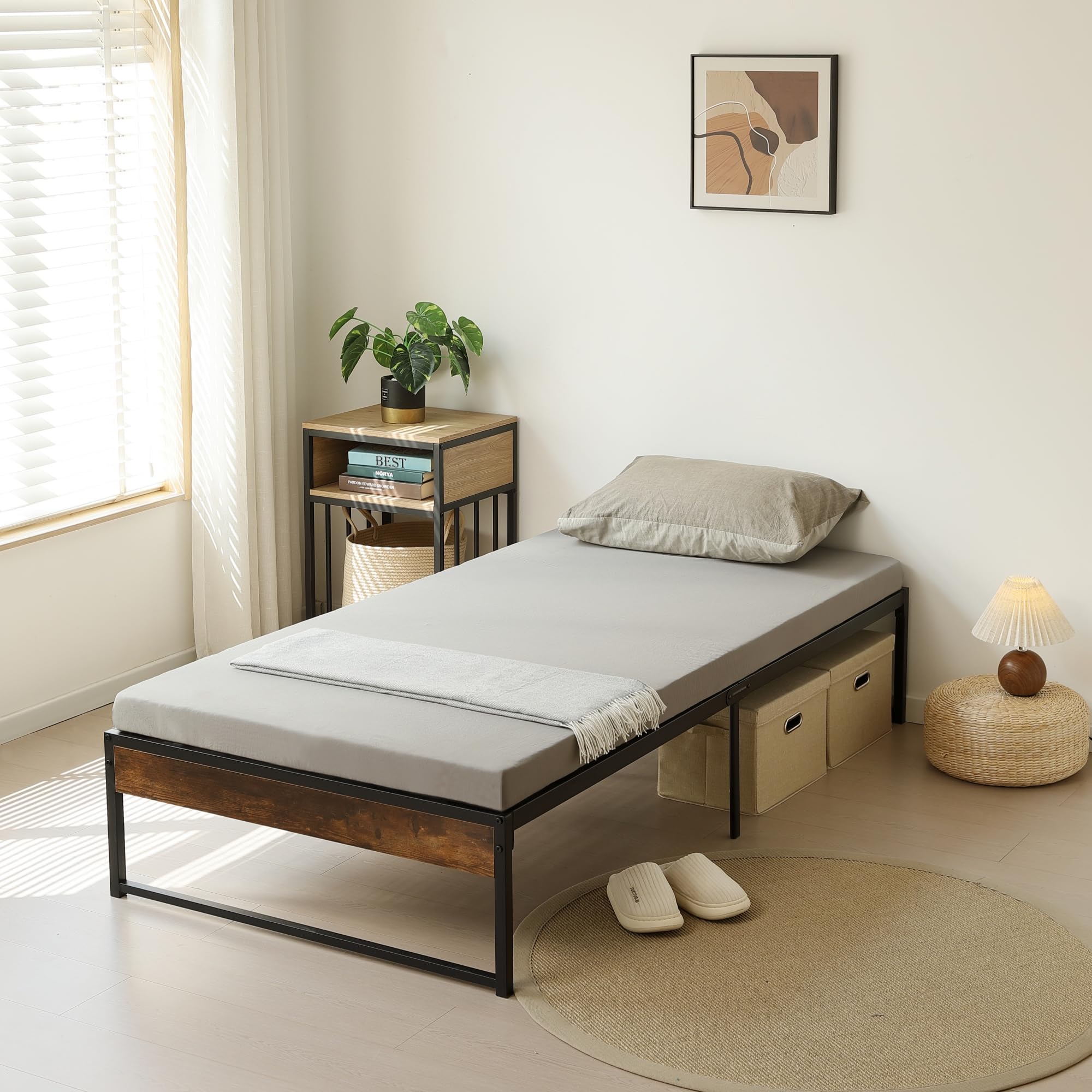 Amazon｜ベッドフレーム ダブル パイプベッド すのこ 木製調 ヘッド