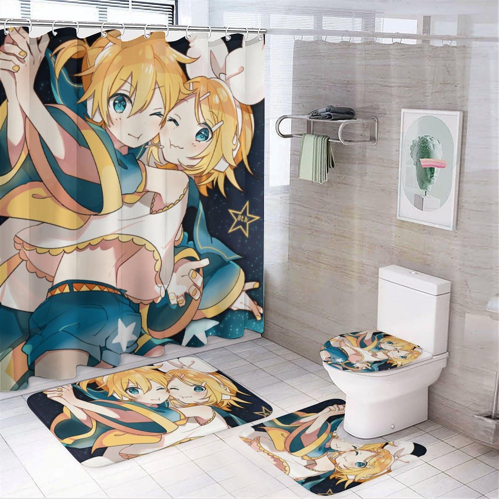 Amazon｜シャワーカーテン4点セット 鏡音リン 鏡音レン Vocaloid