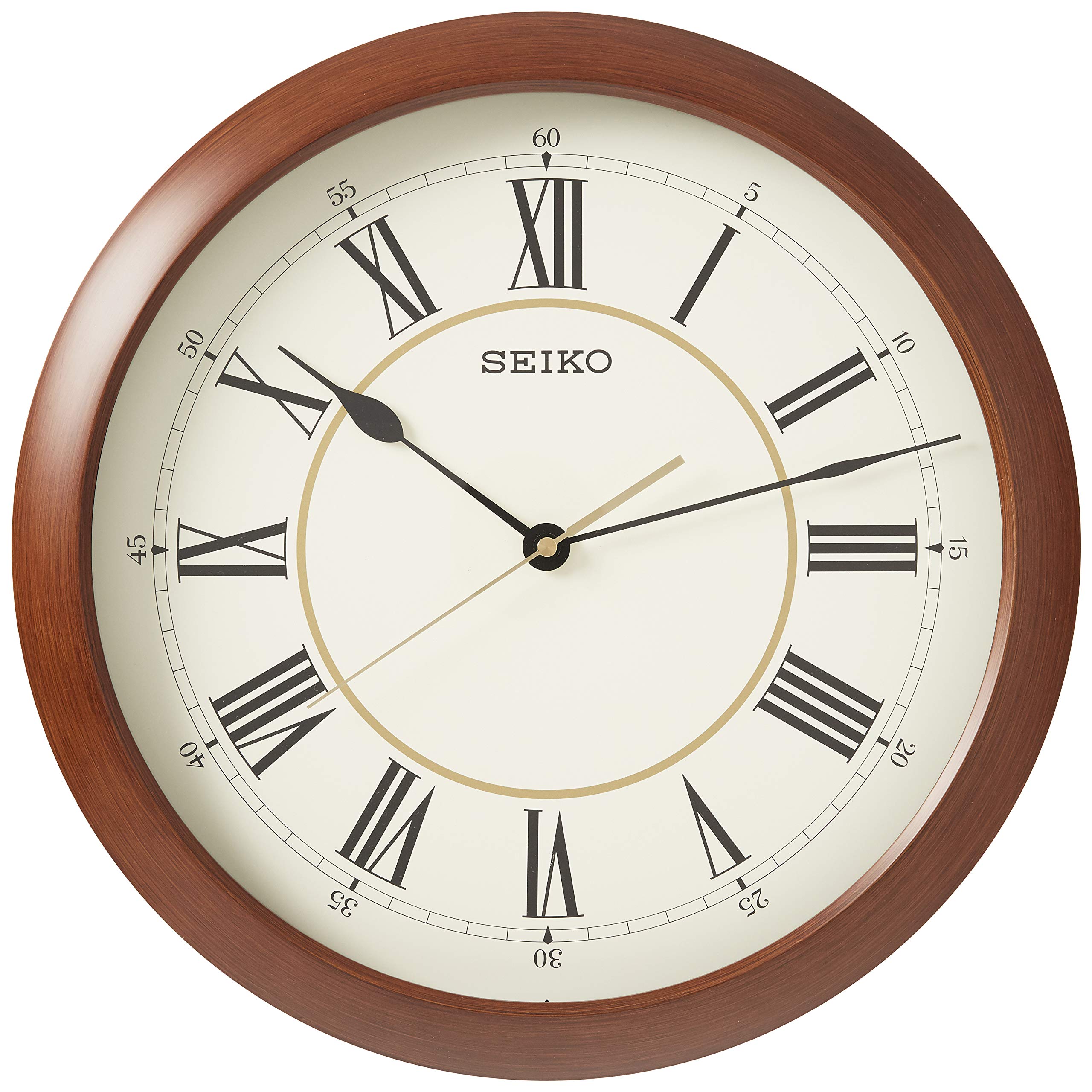 Amazon.co.jp: Seiko 16インチ ローマ数字 木製仕上げ 壁掛け時計