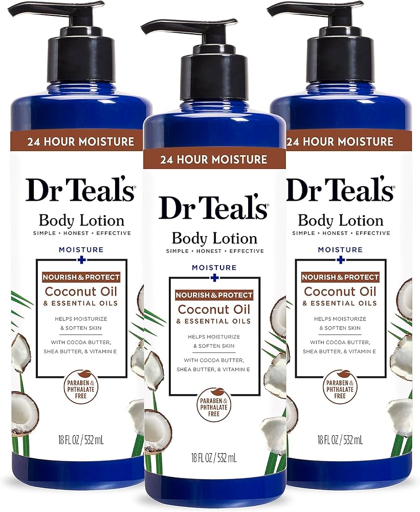 Amazon.com : Dr Teal's 24 Hour Moisture+ Body Lotion, Coconut Oil