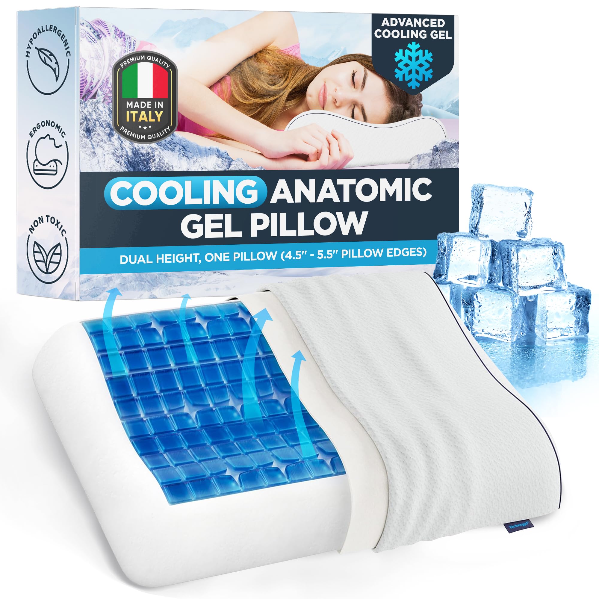 Amazon.com: Technogel Anatomic Cooling Gel Pillow – Dual-Height