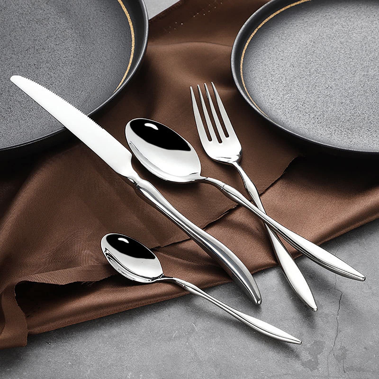 Amazon.co.jp: 銀食器32点セット 18/10ステンレススチール製食器セット