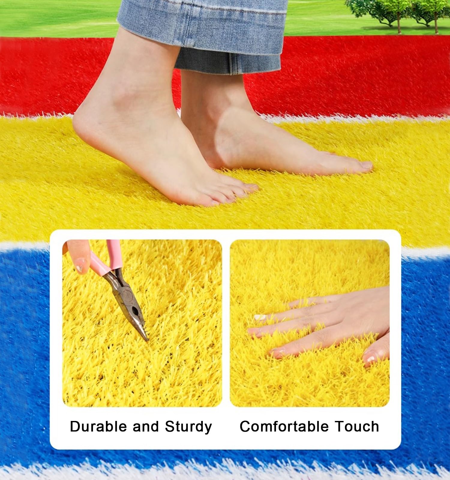 Amazon.co.jp: 白厚人工芝芝、試合用人工芝マット、排水穴付カラー人工