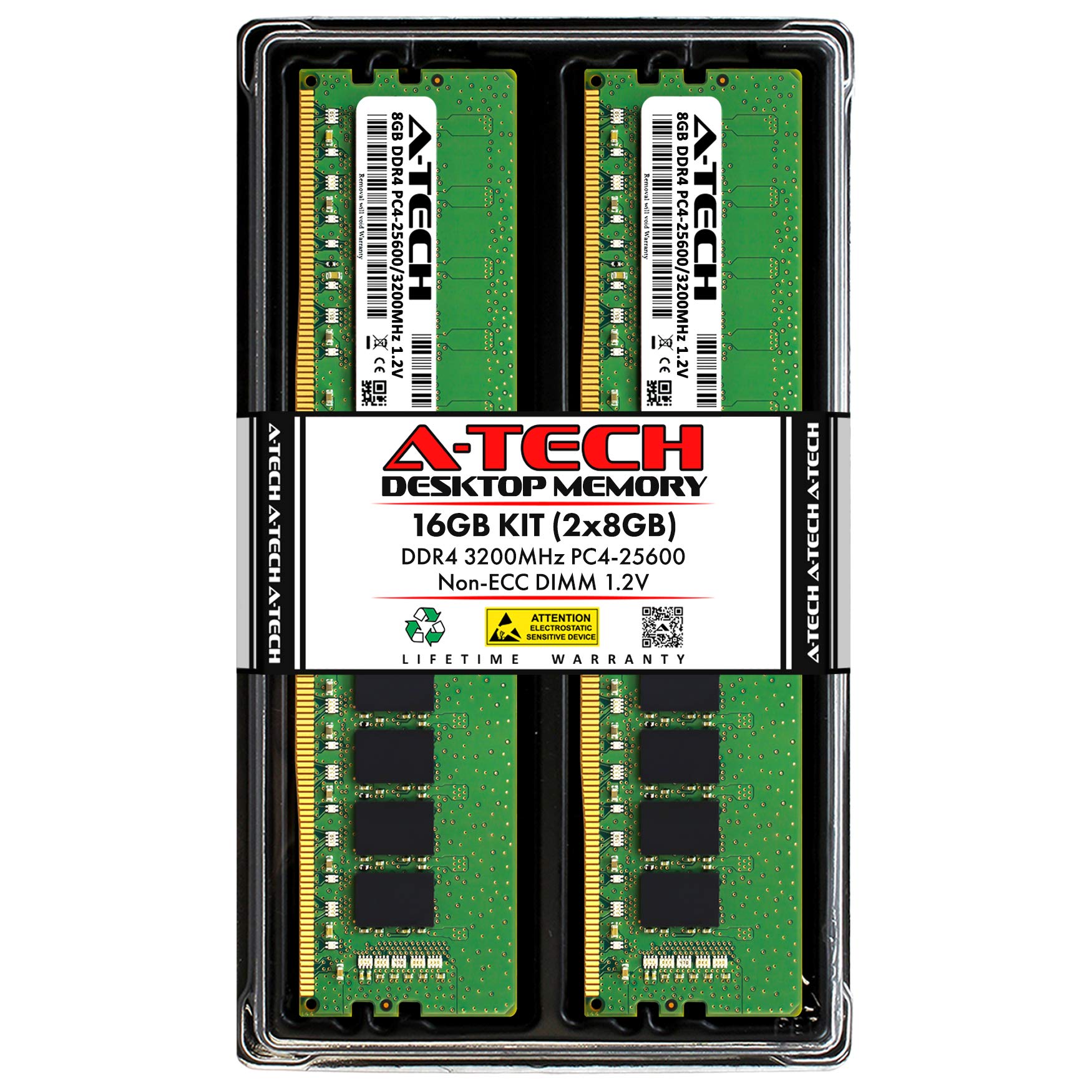 A-Tech 16GB (2x8GB) DDR4 3200 MHz UDIMM PC4-25600 (PC4-3200AA