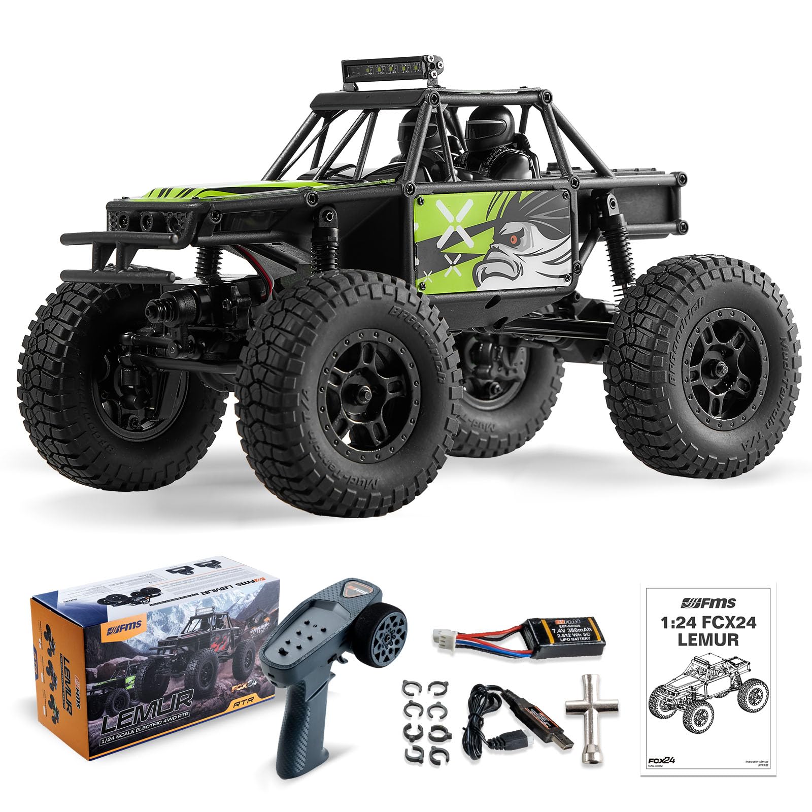 Amazon.com: FMS RC Crawler 1/24 Lemur FCX24 4 Wheel Drive RC Rock