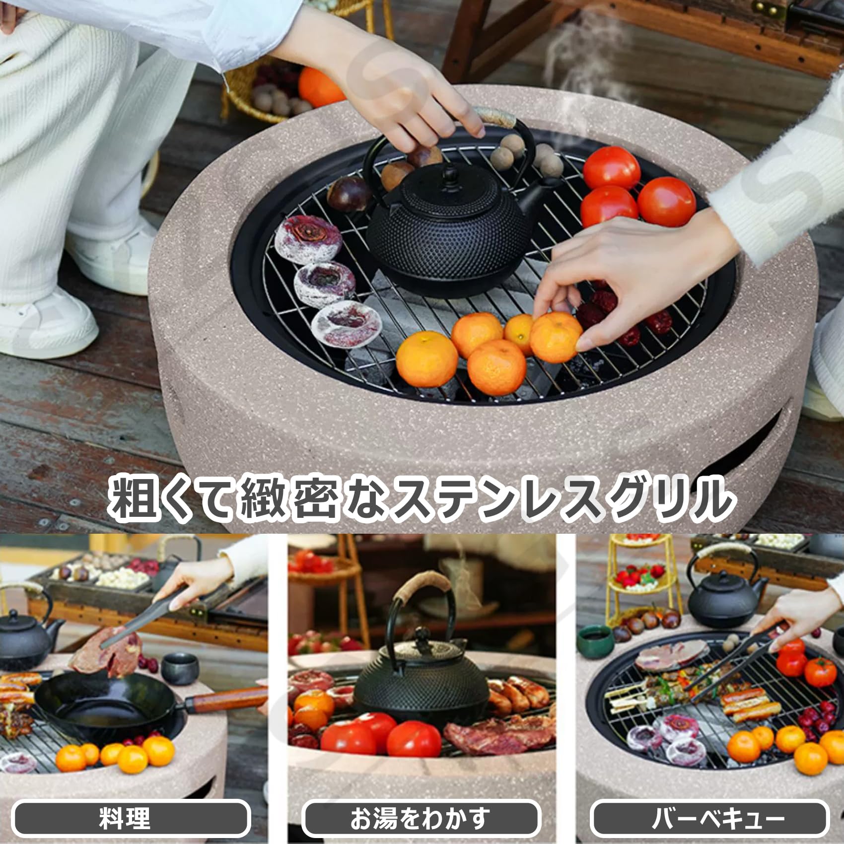 Amazon.co.jp: ファイヤーピット テーブル 大型 焚き火台 蓋付き