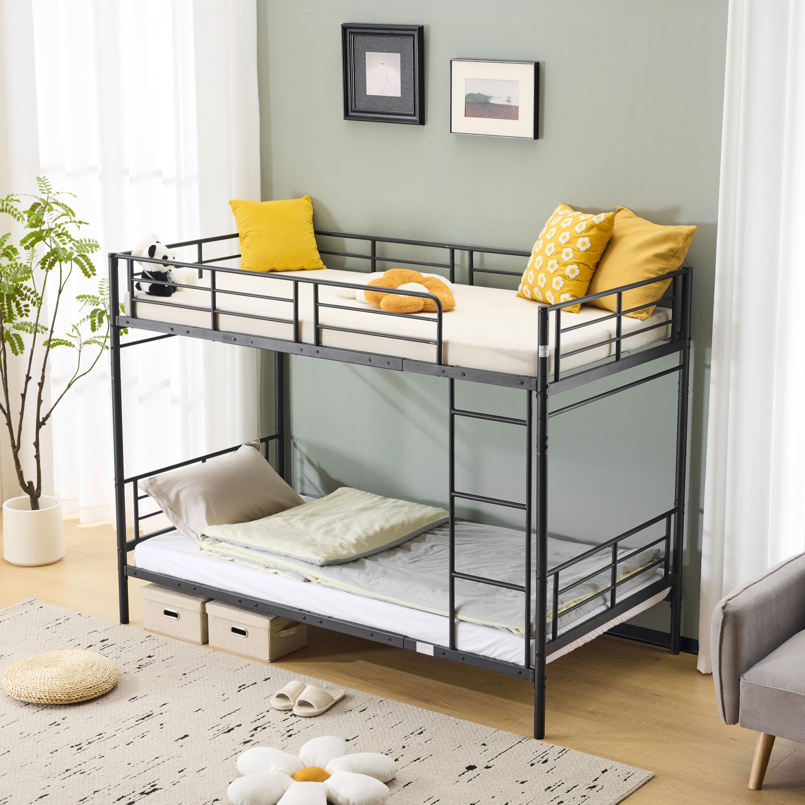 Amazon｜2段ベッド 二段ベッドパイプ ベッド高級 シングルベッド分割