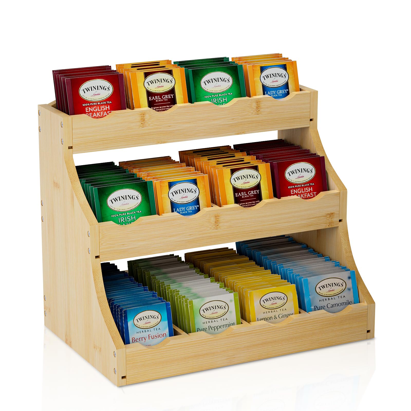 Amazon.com: NUTUNI Bamboo Tea Bag Organizer, 3-Tier Tea Bag Holder