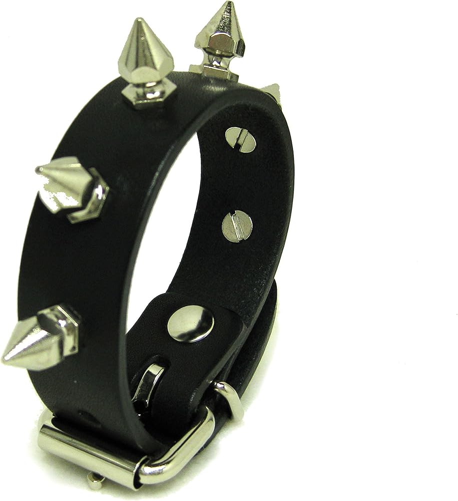 Amazon | [SKULLNEST] 1連 スパイク スタッズ レザー ブレスレット