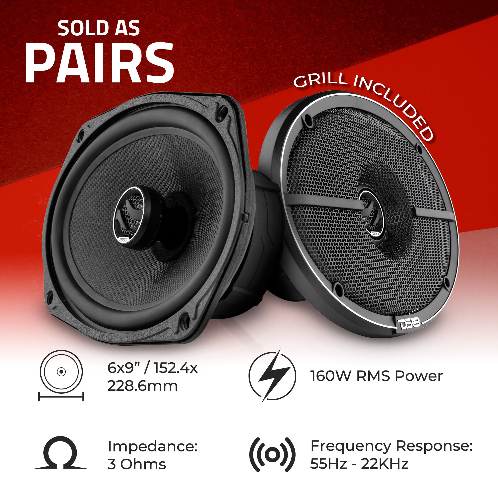 Amazon.com: DS18 ZXI-694 6x9 Car Audio Coaxial Speaker with Built