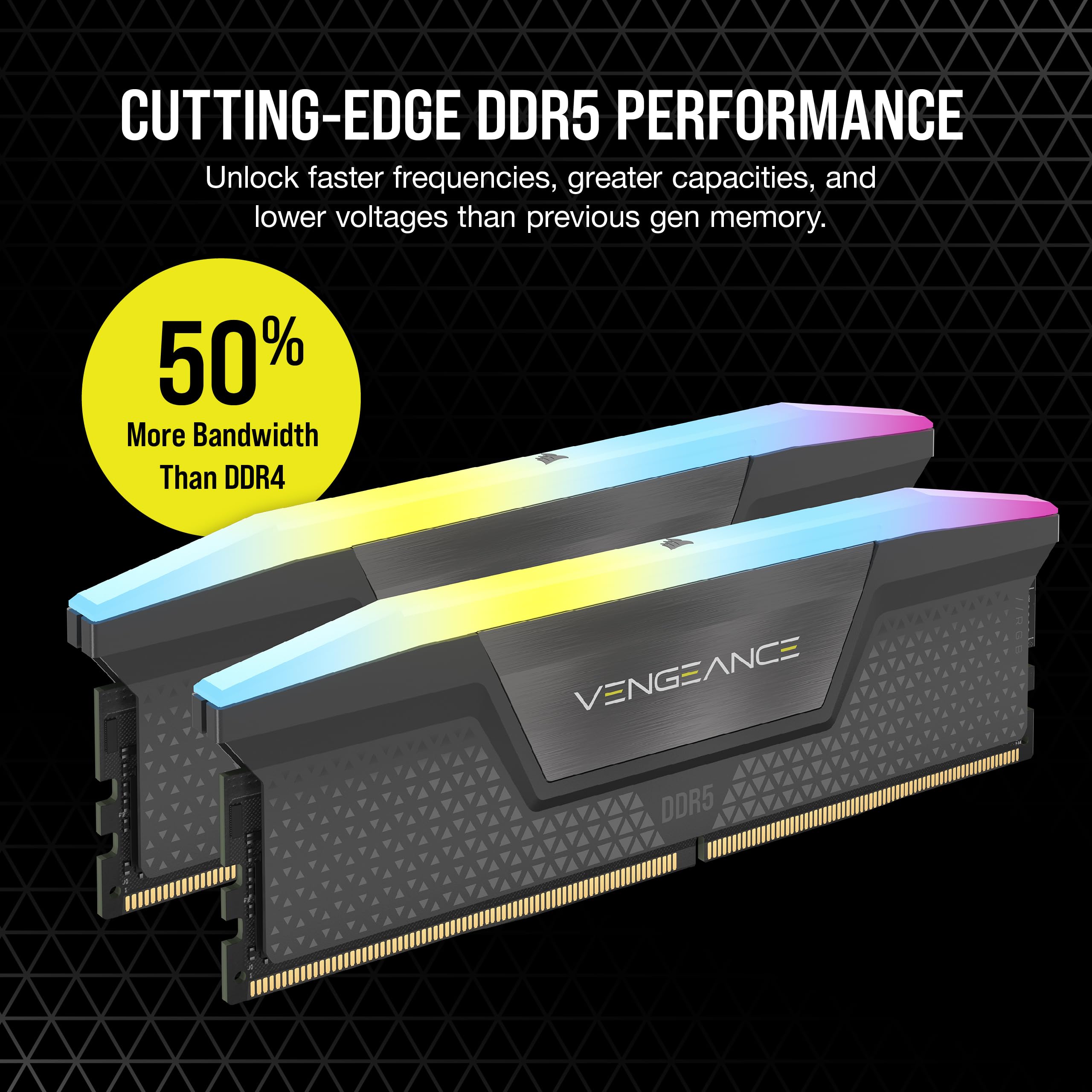 CORSAIR Vengeance RGB DDR5 32GB (2 x 16GB) 6000MHz CL38-44-44-96