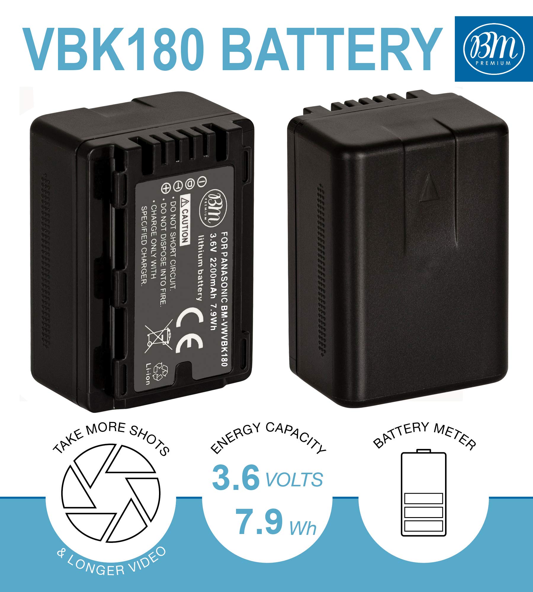 Amazon.com: BM Premium VW-VBK180 Battery for Panasonic HC-V10 HC