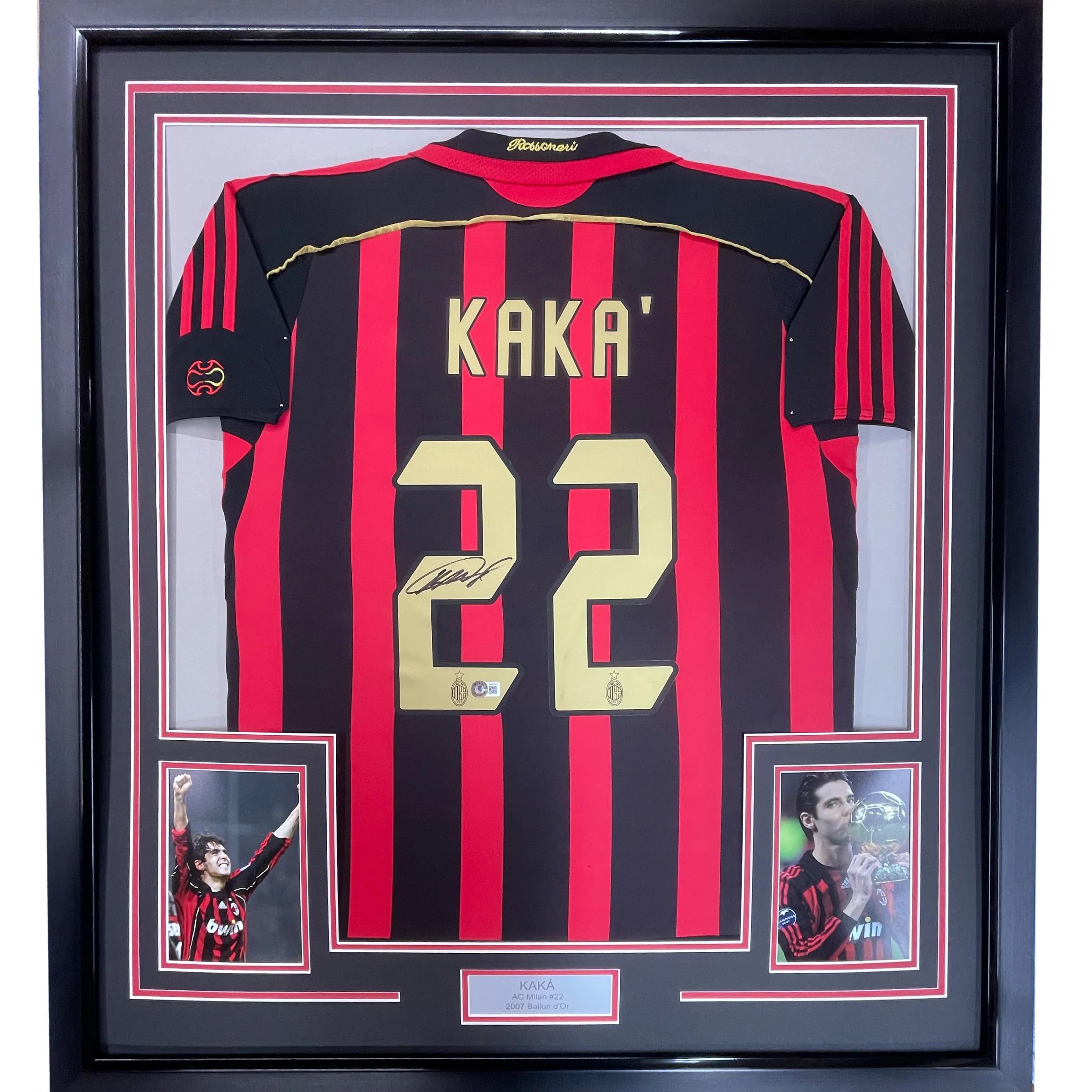 Framed Autographed/Signed Ricardo Kaka 35x39 AC Milan Black/Red