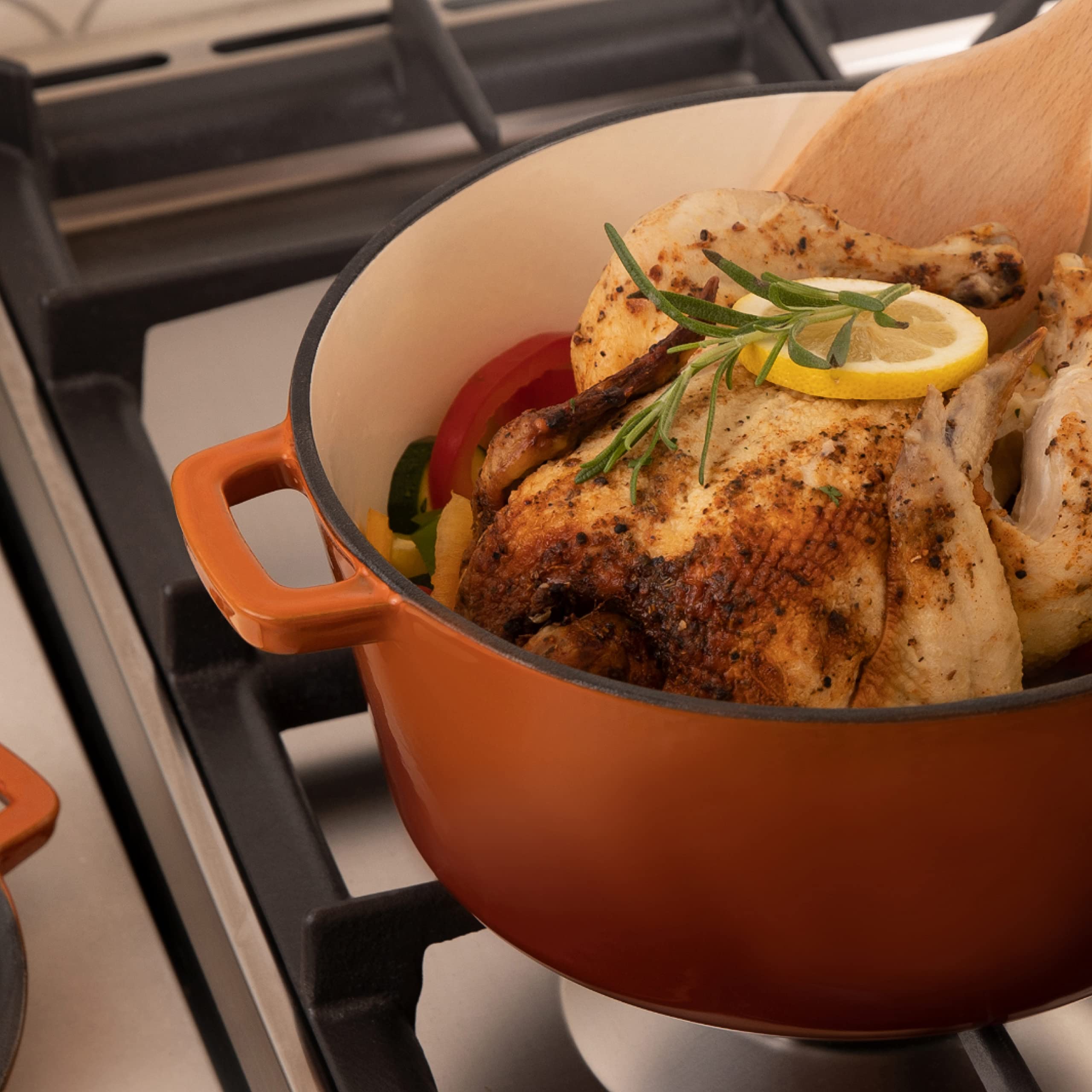 Amazon.co.jp: Bruntmor 2イン1 エナメル鋳鉄ダッチオーブン ハンドル