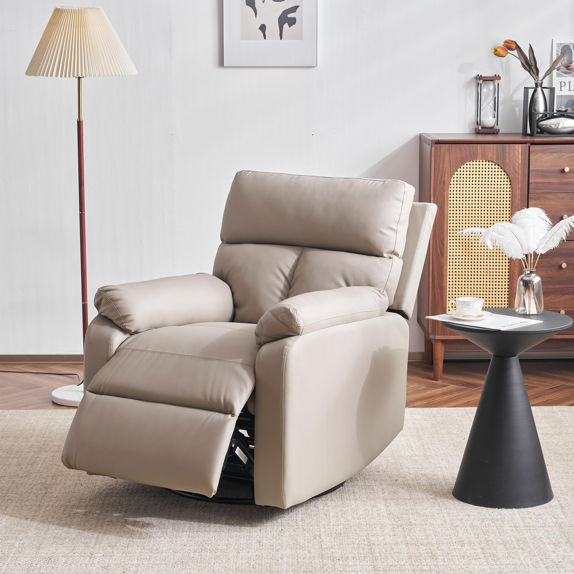 座椅子 リクライニング リクライニングチェア回転式 ライトグレー