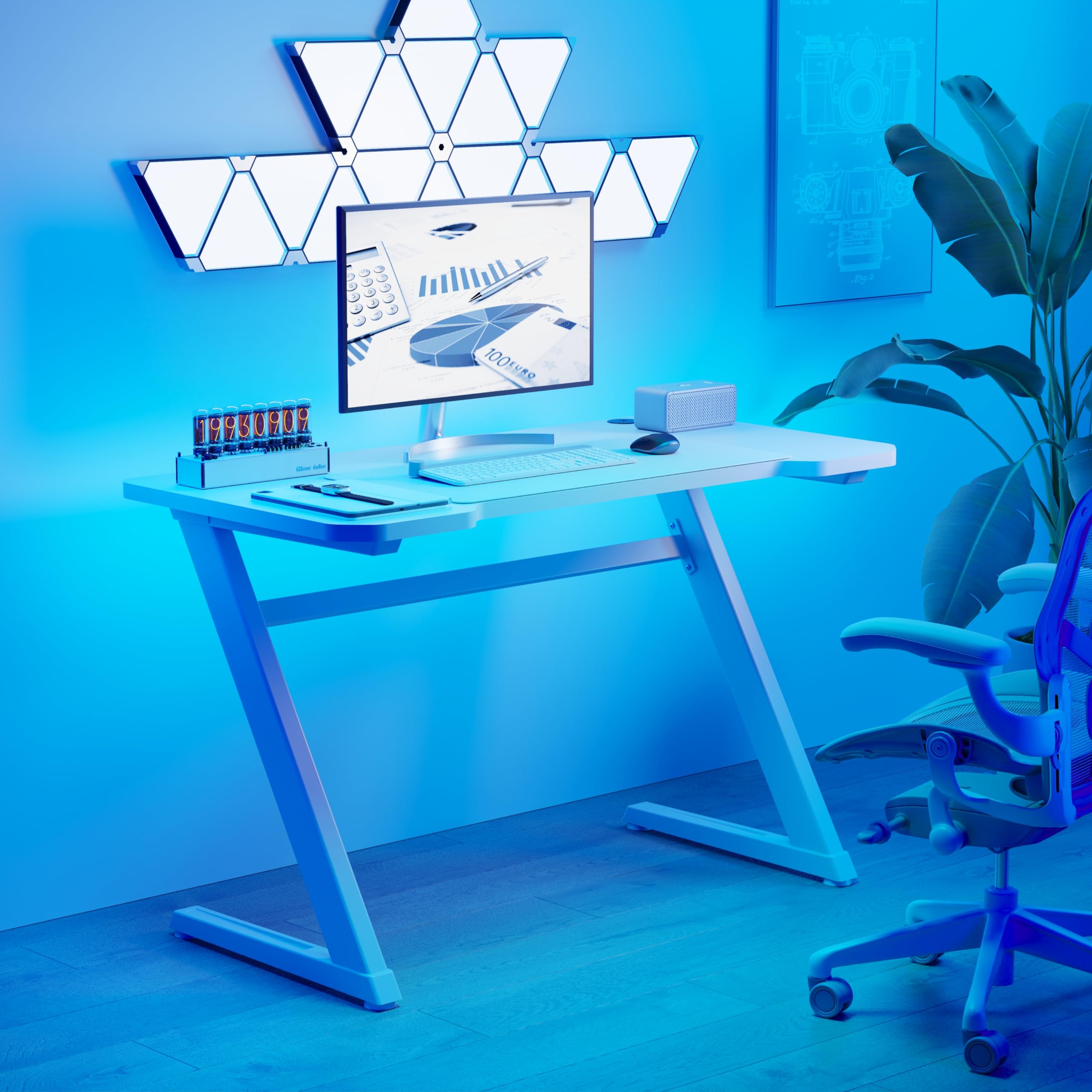 Amazon.co.jp: DMM.make ゲーミングデスク Z脚モデル 幅120cm ホワイト