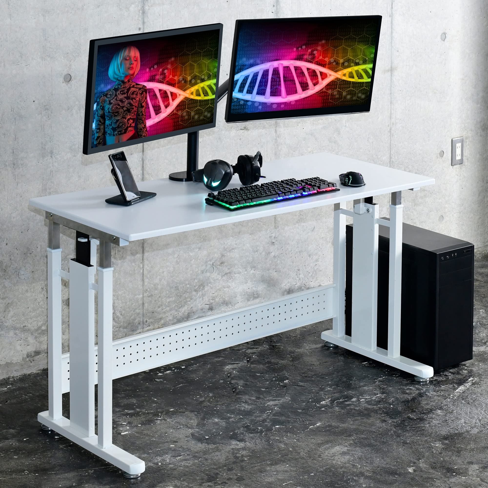 Amazon.co.jp: [山善] ゲーミングデスク 高さ65-80.5cm (一人で昇降