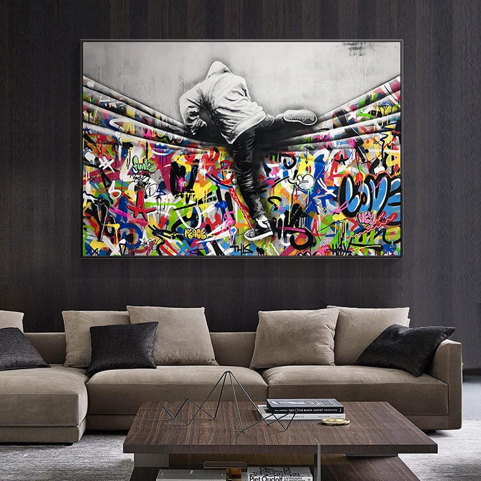 Amazon｜バンクシーグラフィティポスターキャンバス絵画インテリア