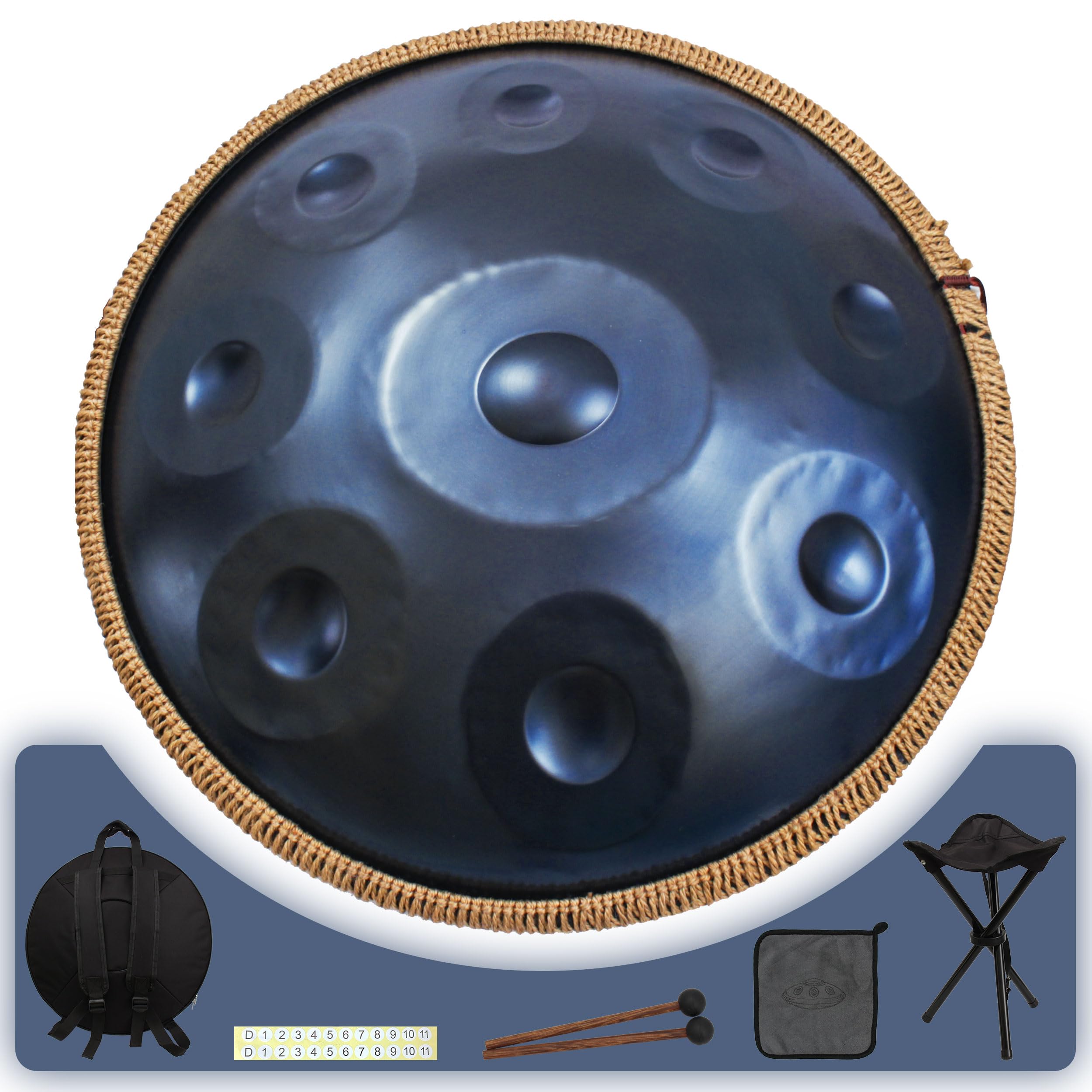 Amazon.com: Amkoskr Handpan 22 inch D Minor Kurd Handpan 9 Notes