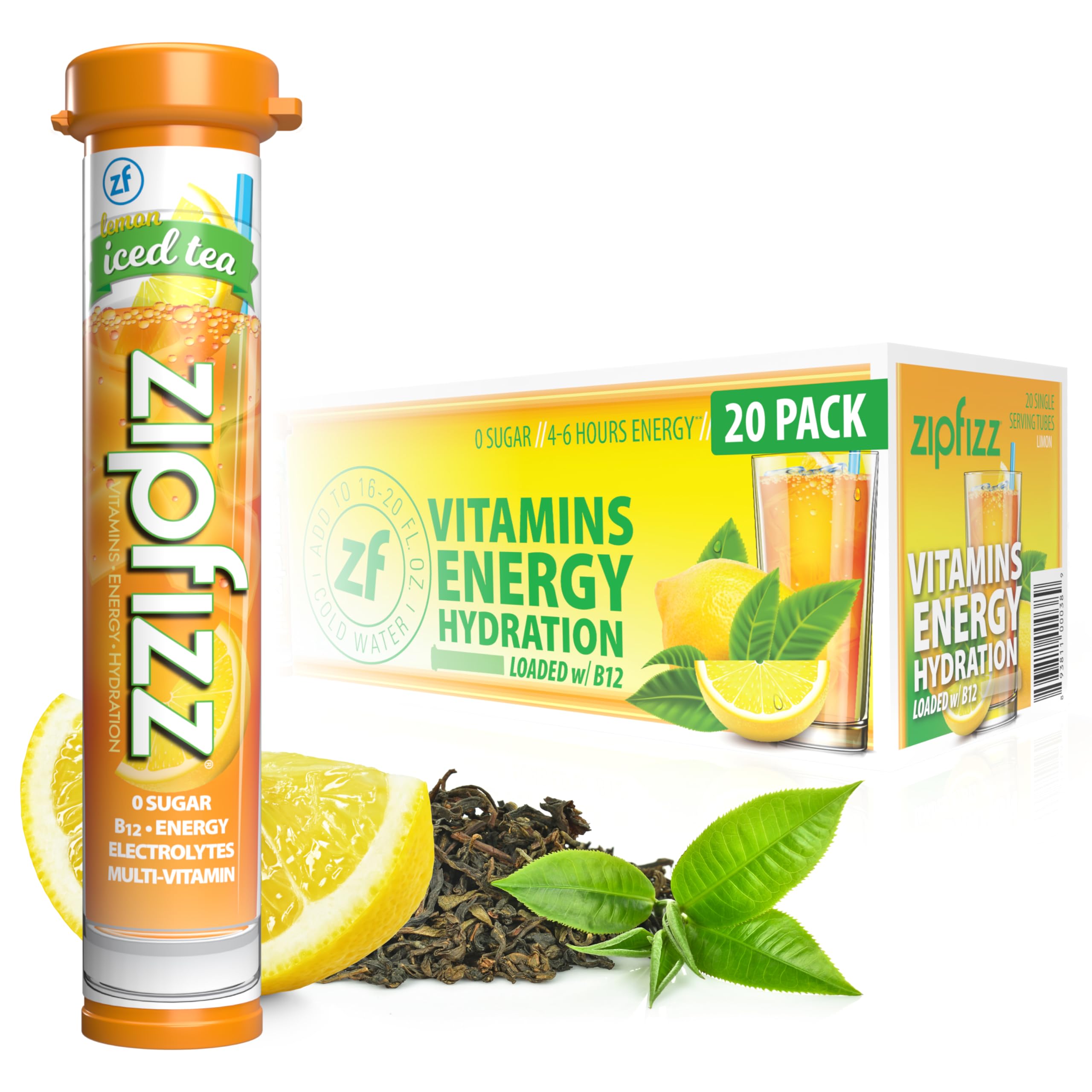 Amazon.com : Zipfizz Daily Energy Drink Powder, Lemon Iced Tea, 20