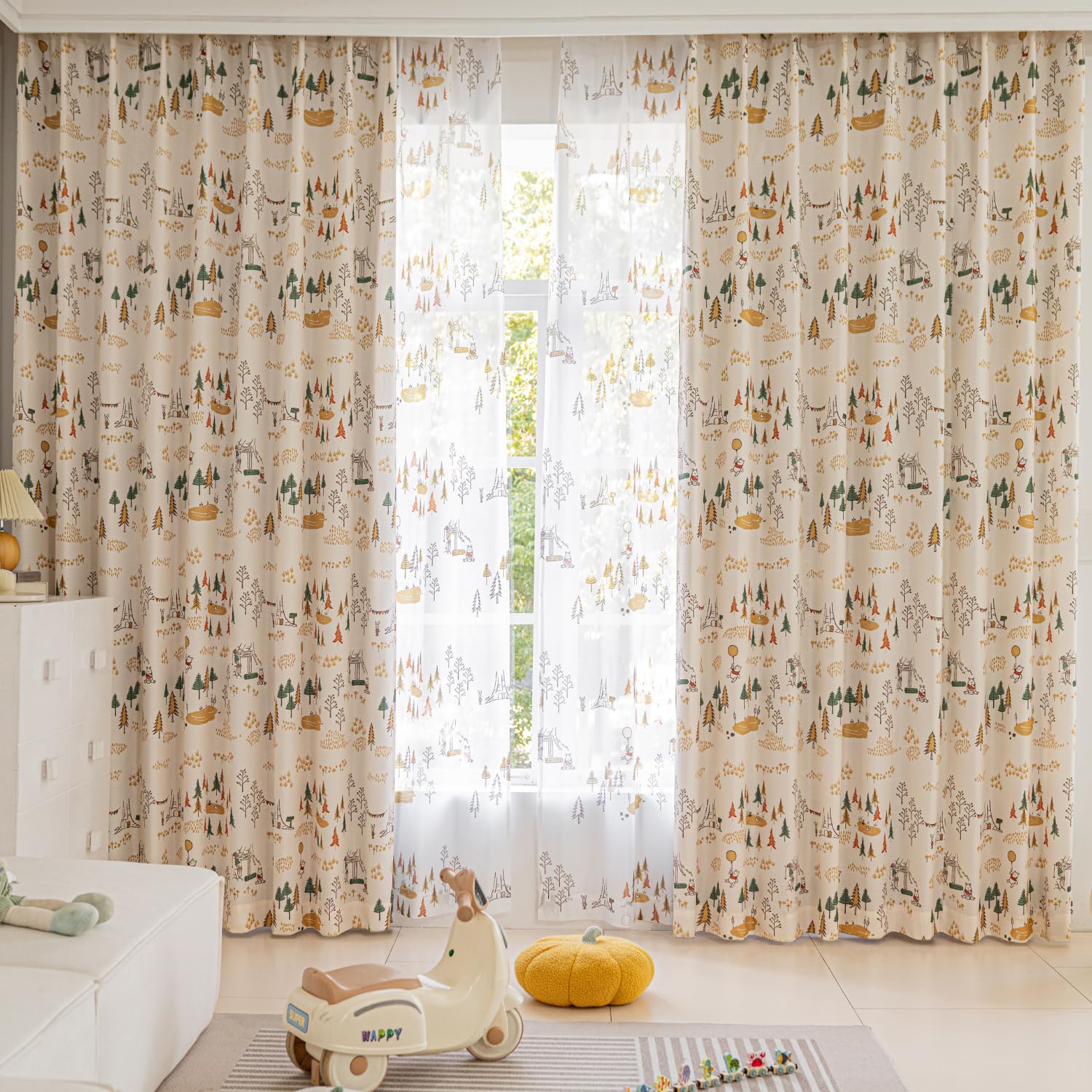 Amazon｜クモリ(Kumori) ディズニー カーテン 4枚セット くまのプー