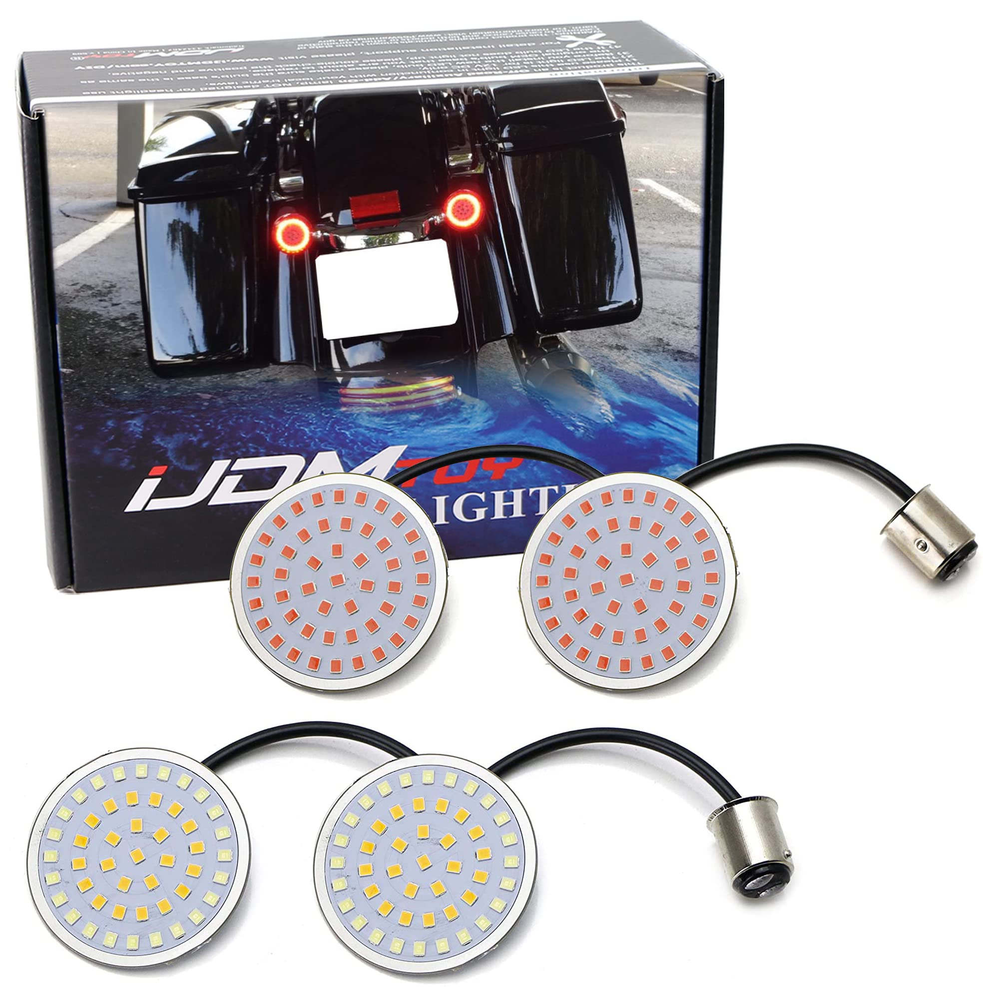 Amazon | iJDMTOY 2インチホワイトハロー/アンバーインナー1157