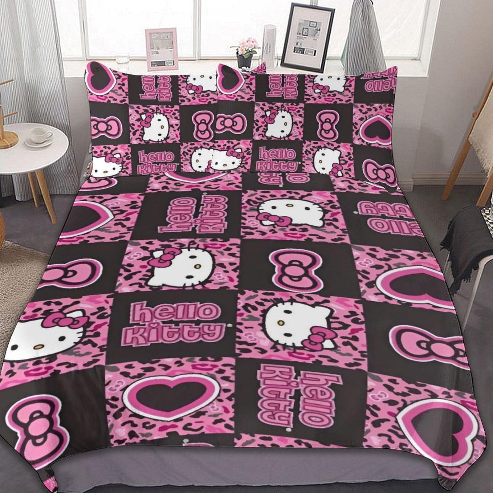 Amazon｜ハローキティ ヒョウ柄 布団カバー 3点セット シングル