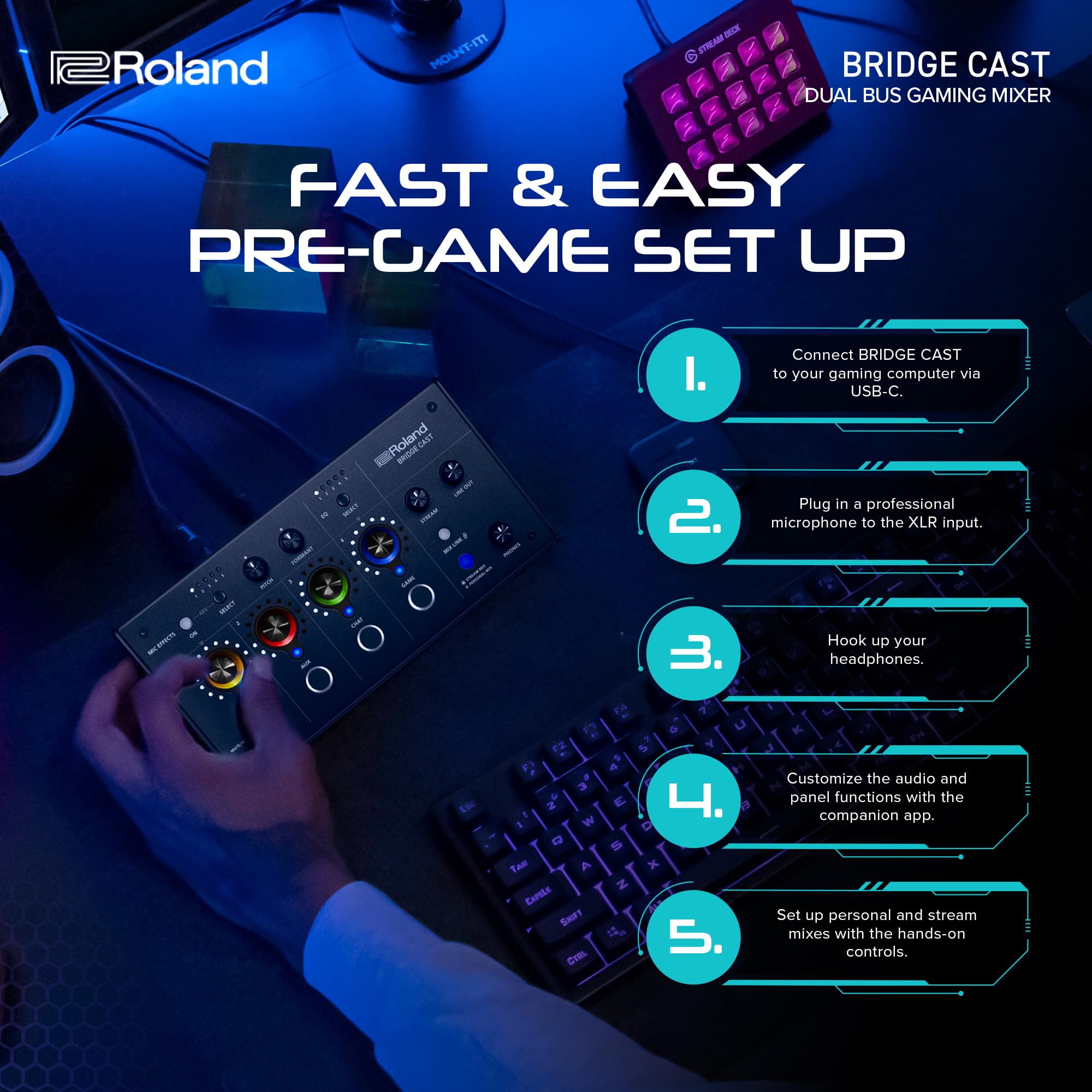 Amazon.com: Roland BRIDGE CAST Dual Bus Gaming Mixer in Black