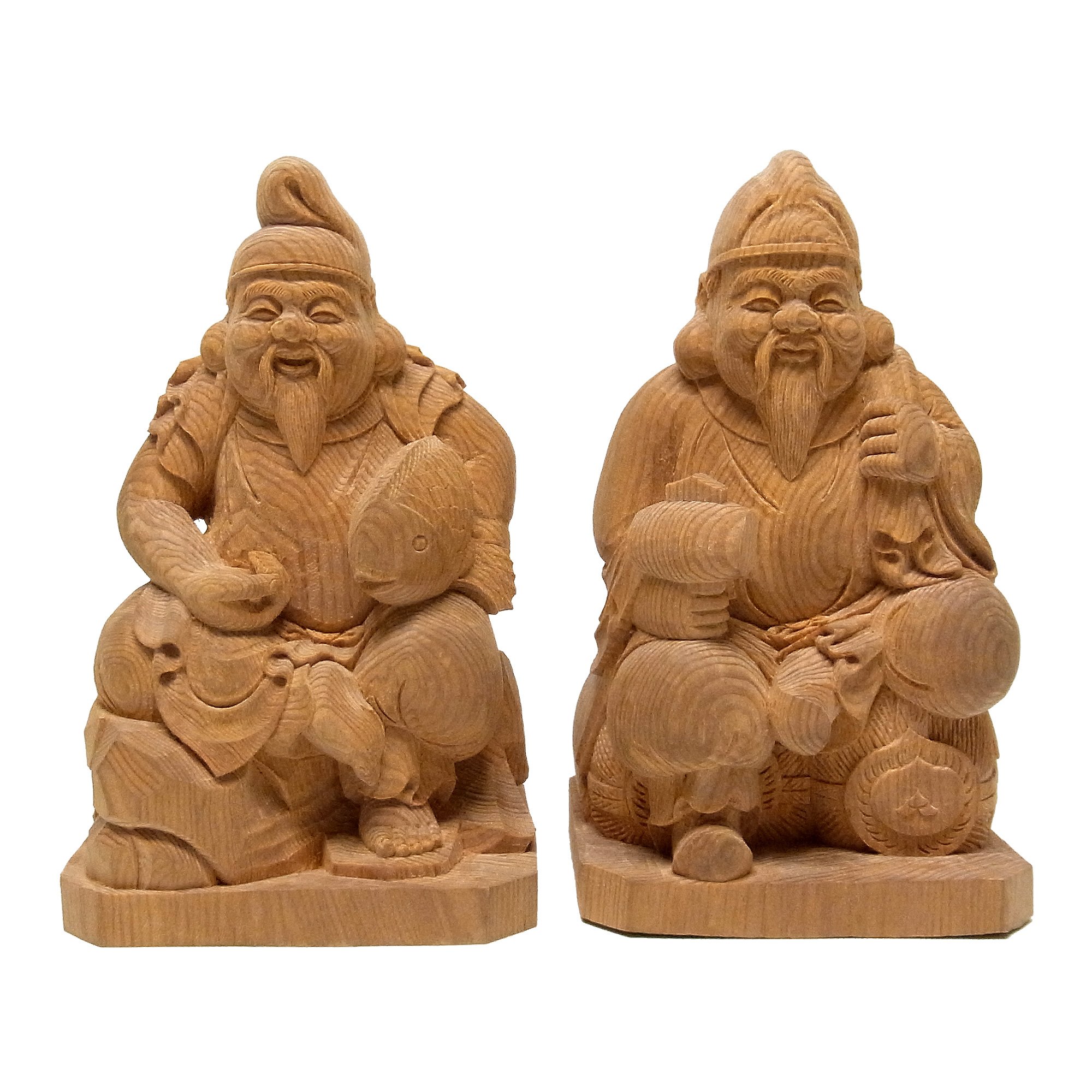 Amazon.co.jp: 楠 木彫り 恵比寿大黒 置物 16cm : ホーム＆キッチン