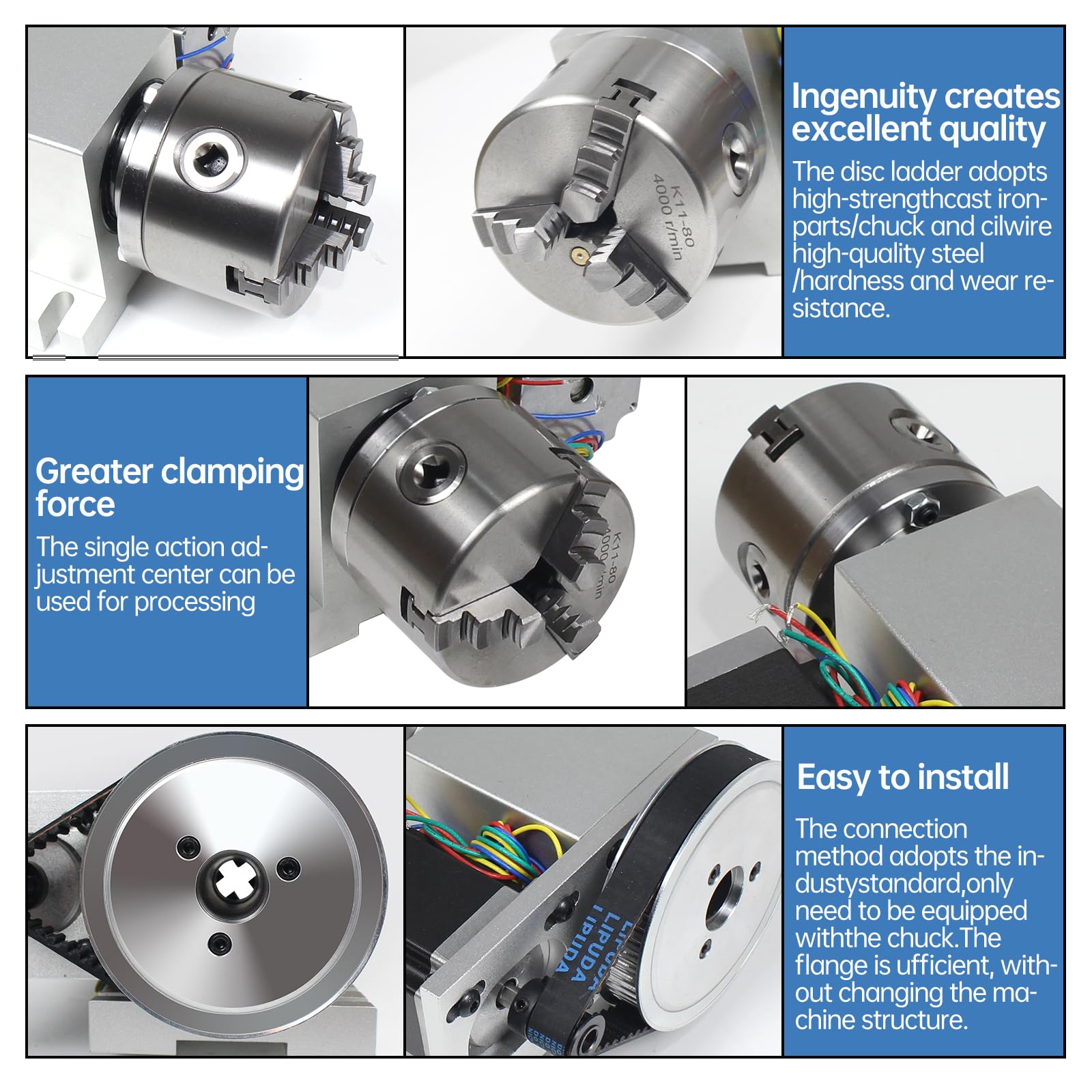 Amazon | CNCルーター 第4軸 3爪チャック 80mm Nema23ステッパー