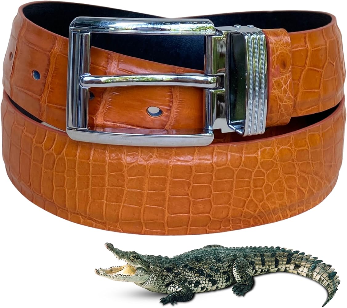 Amazon | [vinacreations] オレンジ クロコダイルベルト 長い 大きい