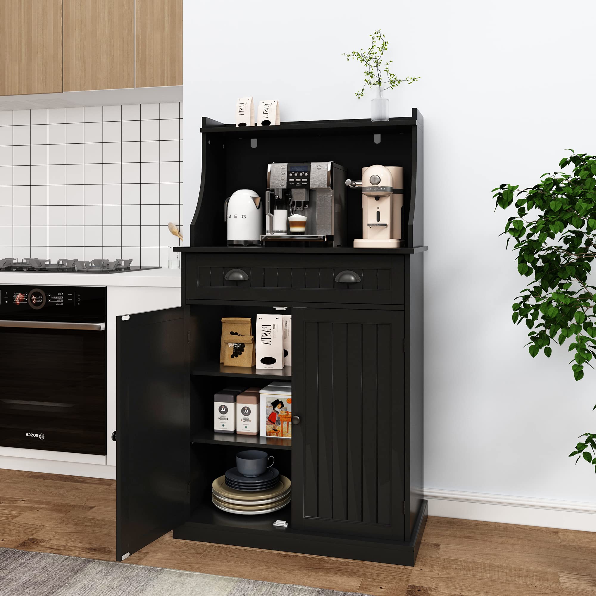 Amazon｜HOLTICO(ホルティコ) 食器棚 レンジ台 キッチン収納 レンジ棚