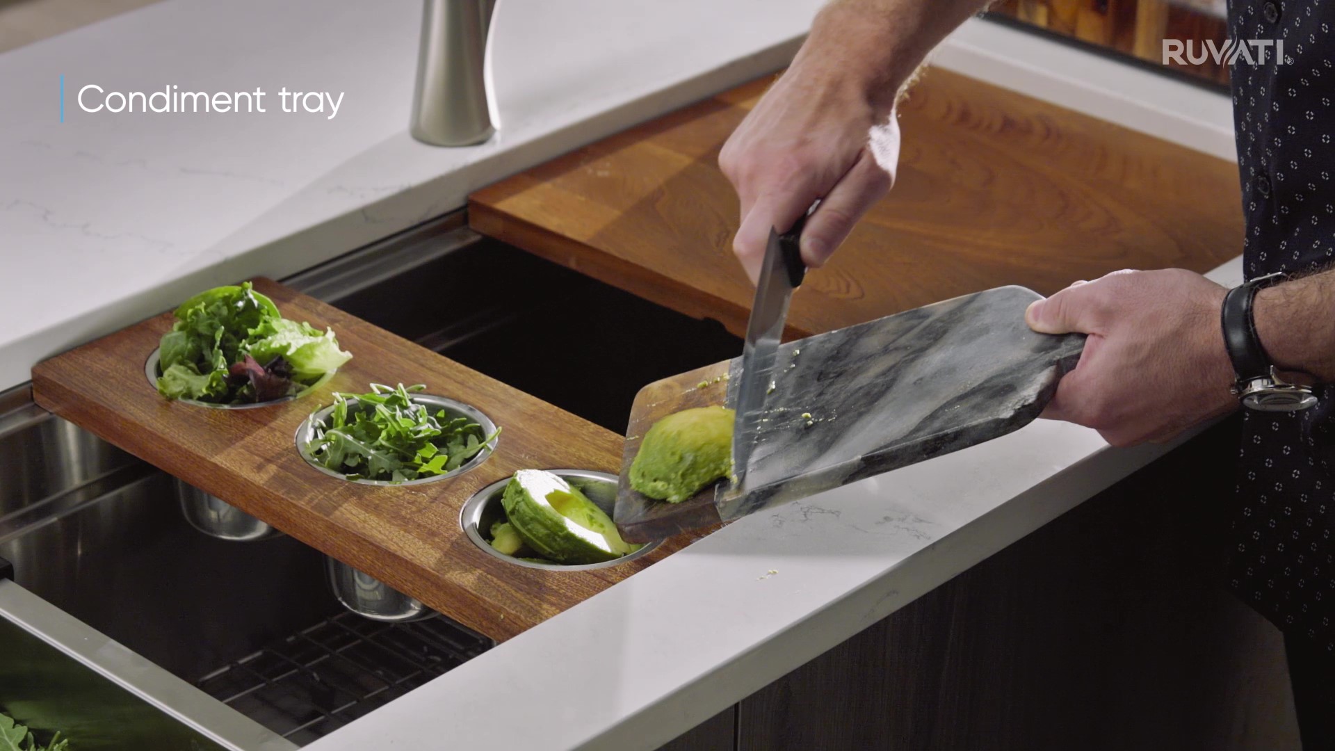 Ruvati 45-inch Undermount Workstation Kitchen Sink – 16 Gauge