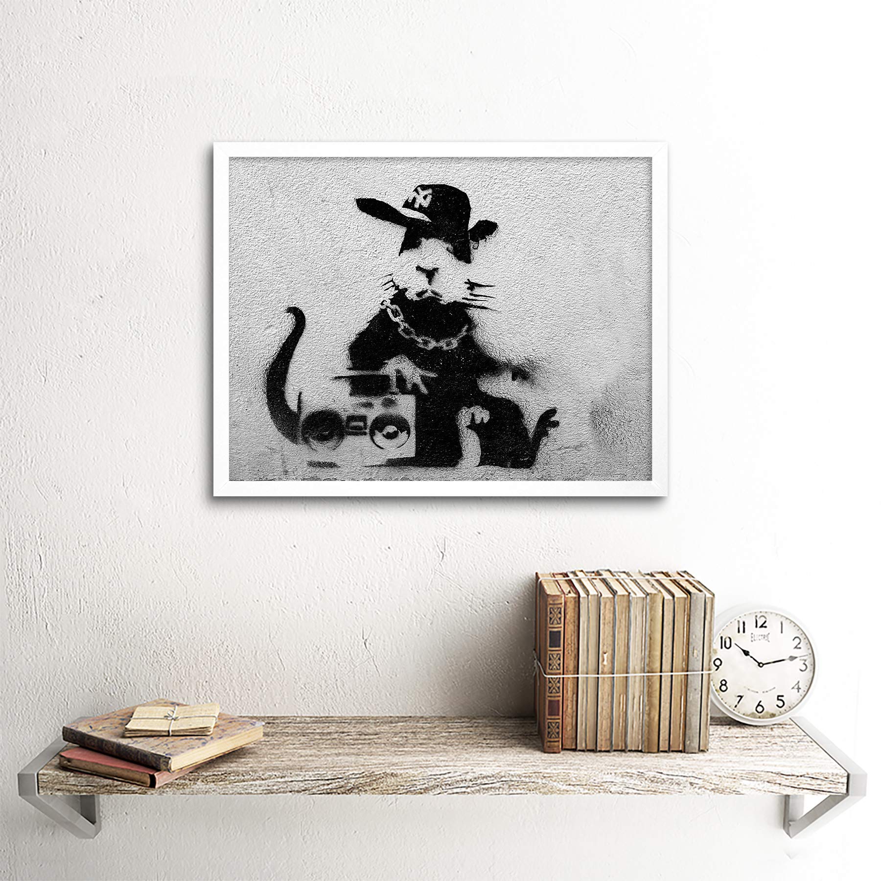 Amazon.co.jp: Banksy Gangsta Rat Graffiti Street Art Print Framed