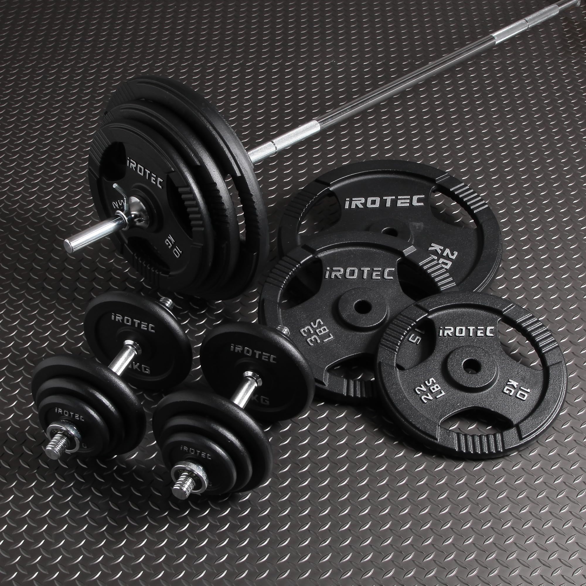 Amazon | IROTEC（アイロテック）バーベル ダンベル 140KGセット/ 筋
