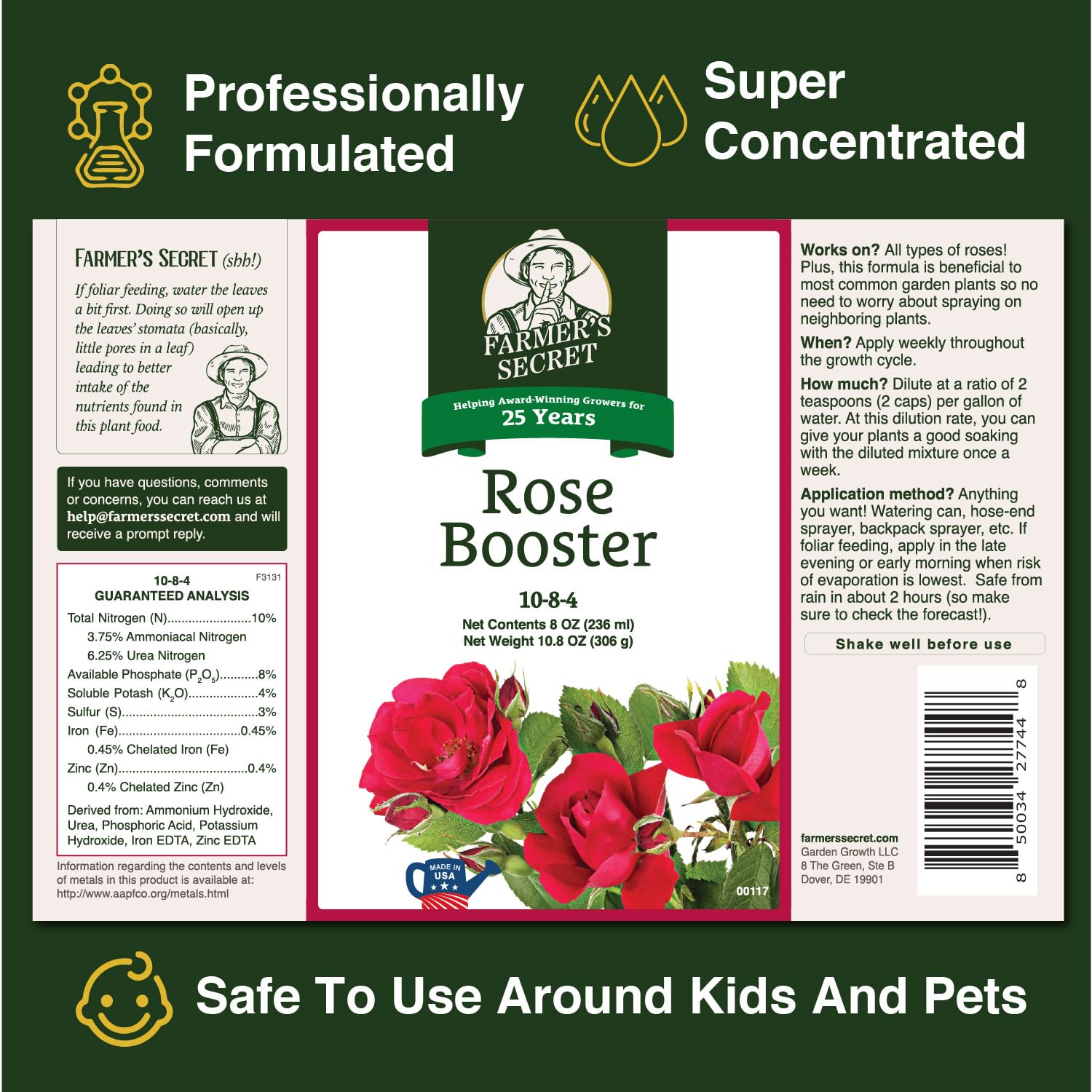 Amazon.com : Farmer's Secret Rose Booster Fertilizer (8oz) - Super