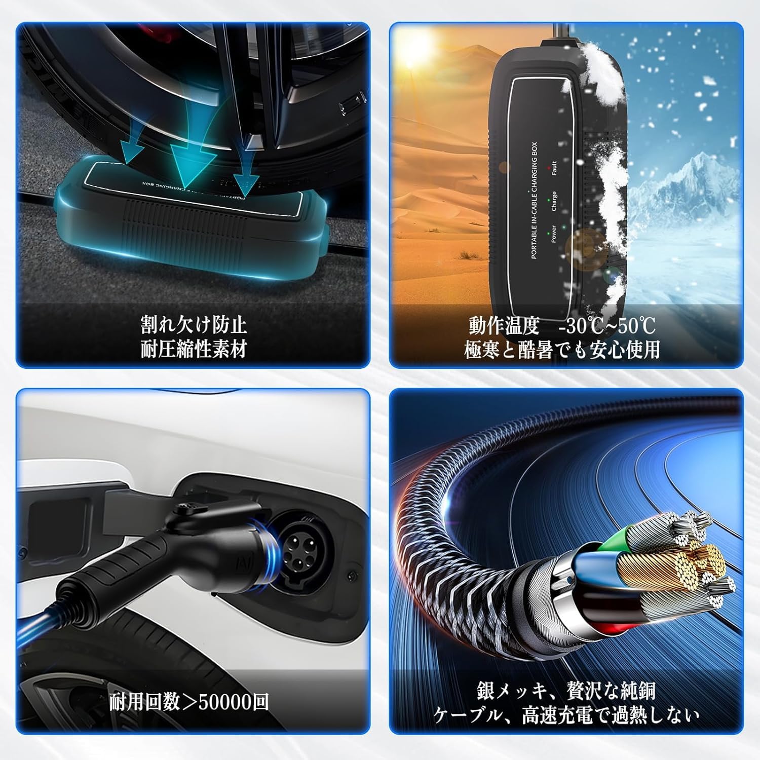 Amazon.co.jp: SubSun EV 充電器 家庭用PHV/EV充電ケーブル 電気自動車