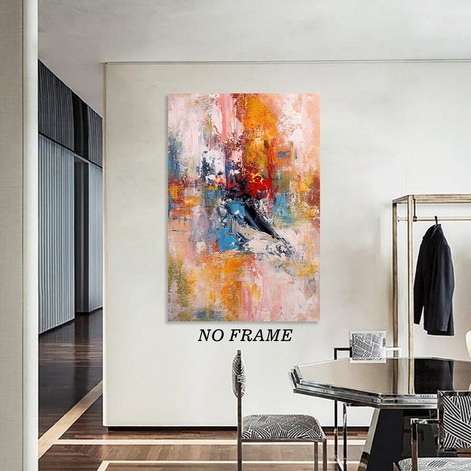 Amazon.co.jp: カラフル モダン ポスター オレンジ 抽象画 水彩画