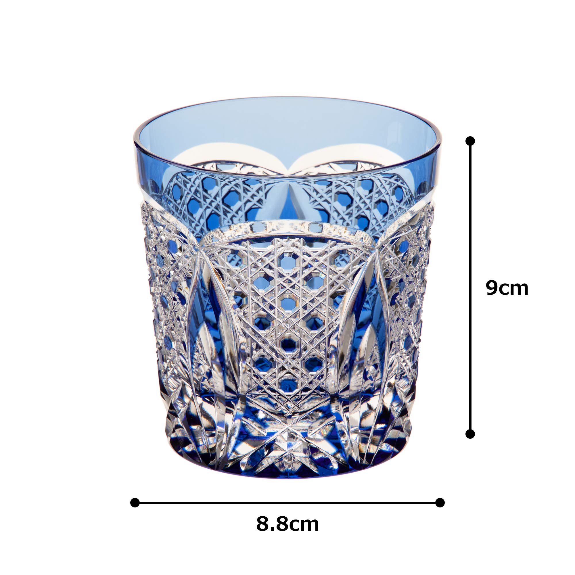 Amazon｜カガミクリスタル(Kagami) ロックグラス 青 280cc 江戸切子